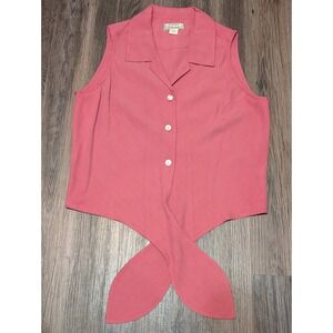 Tommy Bahama Silk Sleeveless Blouse Tie Bottom Pink Top Size S‎